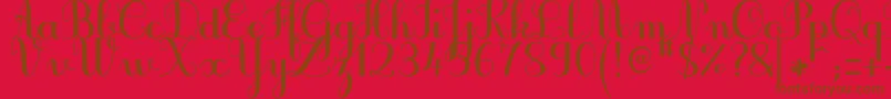 フォントJbcursiveV3Bold – 赤い背景に茶色の文字