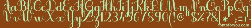 JbcursiveV3Bold Font – Green Fonts on Brown Background