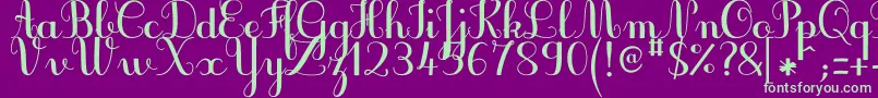 JbcursiveV3Bold Font – Green Fonts on Purple Background