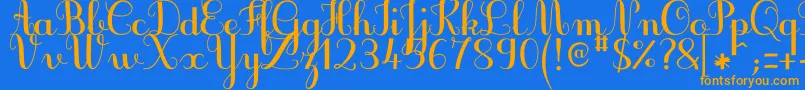 JbcursiveV3Bold-Schriftart – Orangefarbene Schriften auf blauem Hintergrund