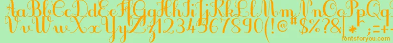 JbcursiveV3Bold-Schriftart – Orangefarbene Schriften auf grünem Hintergrund