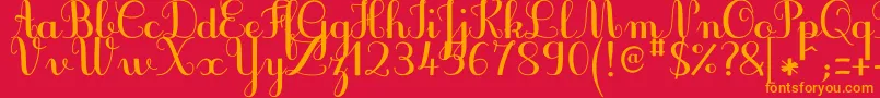JbcursiveV3Bold-Schriftart – Orangefarbene Schriften auf rotem Hintergrund