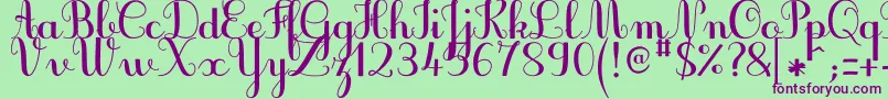 JbcursiveV3Bold Font – Purple Fonts on Green Background