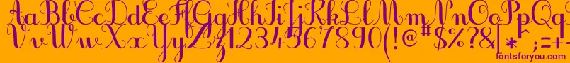 フォントJbcursiveV3Bold – オレンジの背景に紫のフォント