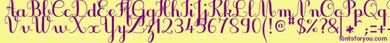 Czcionka JbcursiveV3Bold – fioletowe czcionki na żółtym tle