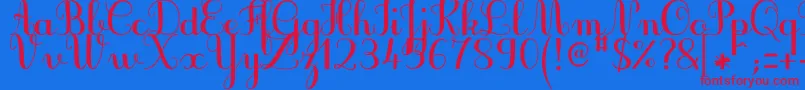 フォントJbcursiveV3Bold – 赤い文字の青い背景