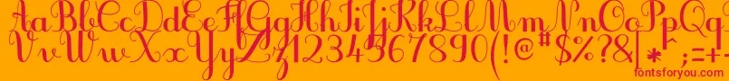 JbcursiveV3Bold-Schriftart – Rote Schriften auf orangefarbenem Hintergrund