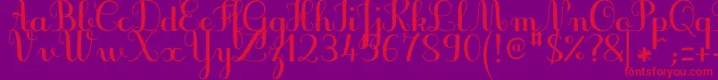 JbcursiveV3Bold-fontti – punaiset fontit violetilla taustalla