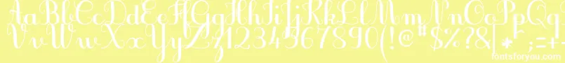 フォントJbcursiveV3Bold – 黄色い背景に白い文字