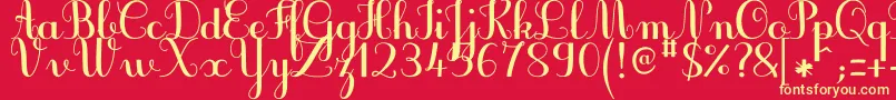 JbcursiveV3Bold-Schriftart – Gelbe Schriften auf rotem Hintergrund