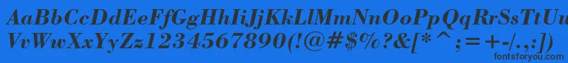 フォントStBodoniBoldItalic – 黒い文字の青い背景