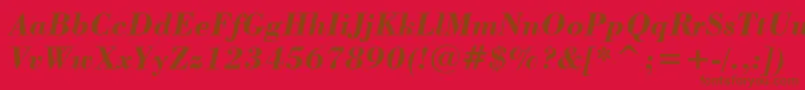 StBodoniBoldItalic-Schriftart – Braune Schriften auf rotem Hintergrund