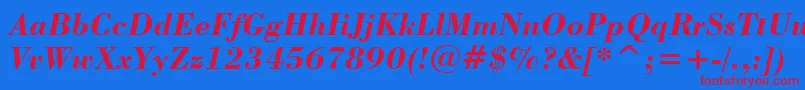 StBodoniBoldItalic Font – Red Fonts on Blue Background