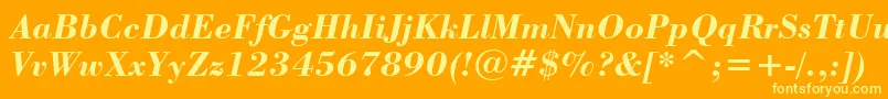 StBodoniBoldItalic-Schriftart – Gelbe Schriften auf orangefarbenem Hintergrund