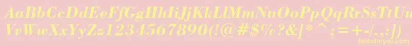 StBodoniBoldItalic-Schriftart – Gelbe Schriften auf rosa Hintergrund