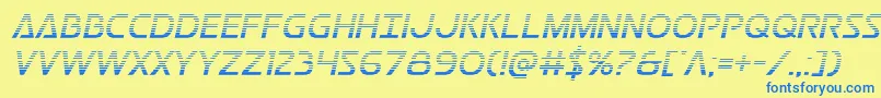 フォントPostmastergrad – 青い文字が黄色の背景にあります。