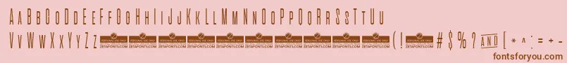Fonte AlienscowsExtralightTrial – fontes marrons em um fundo rosa