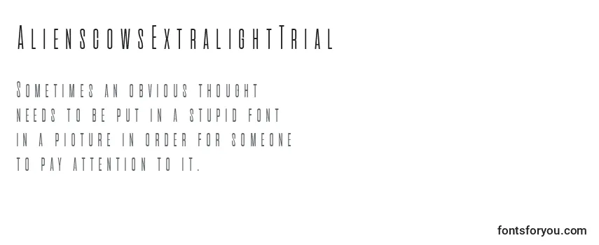 Review of the AlienscowsExtralightTrial Font