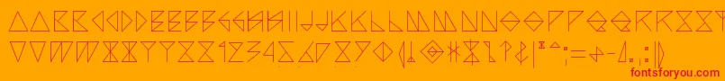 フォントArccos – オレンジの背景に赤い文字