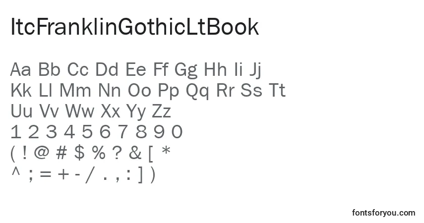 A fonte ItcFranklinGothicLtBook – alfabeto, números, caracteres especiais