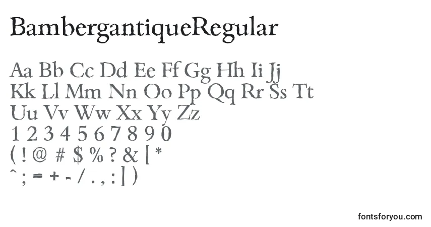 BambergantiqueRegularフォント–アルファベット、数字、特殊文字