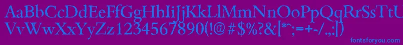BambergantiqueRegular-fontti – siniset fontit violetilla taustalla