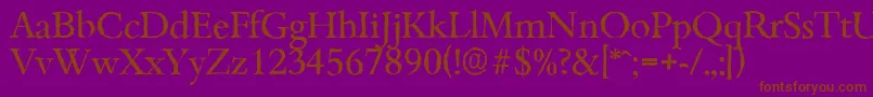 BambergantiqueRegular-Schriftart – Braune Schriften auf violettem Hintergrund