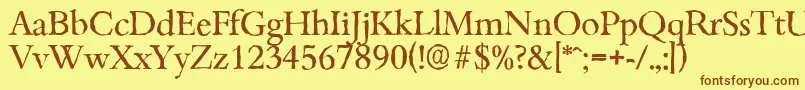 Шрифт BambergantiqueRegular – коричневые шрифты на жёлтом фоне
