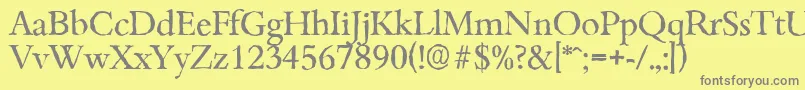 BambergantiqueRegular-fontti – harmaat kirjasimet keltaisella taustalla