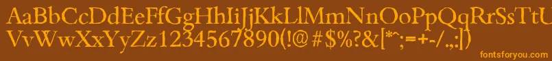 BambergantiqueRegular-fontti – oranssit fontit ruskealla taustalla