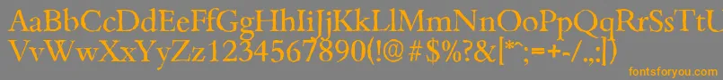 フォントBambergantiqueRegular – オレンジの文字は灰色の背景にあります。