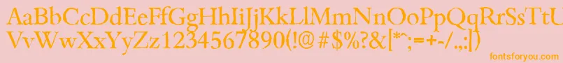 フォントBambergantiqueRegular – オレンジの文字がピンクの背景にあります。
