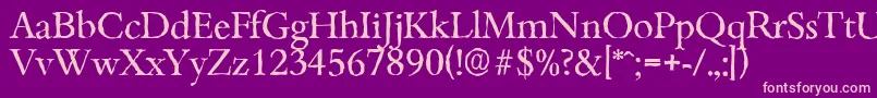 BambergantiqueRegular-fontti – vaaleanpunaiset fontit violetilla taustalla