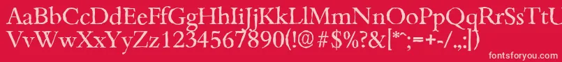 BambergantiqueRegular-fontti – vaaleanpunaiset fontit punaisella taustalla
