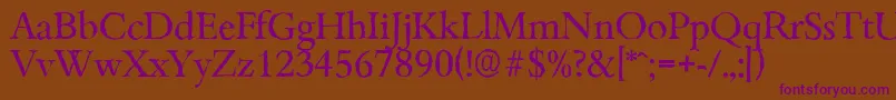 Czcionka BambergantiqueRegular – fioletowe czcionki na brązowym tle