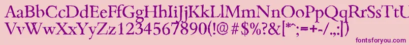 BambergantiqueRegular-fontti – violetit fontit vaaleanpunaisella taustalla