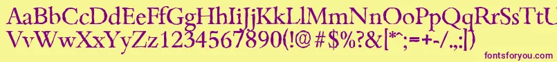 Шрифт BambergantiqueRegular – фиолетовые шрифты на жёлтом фоне