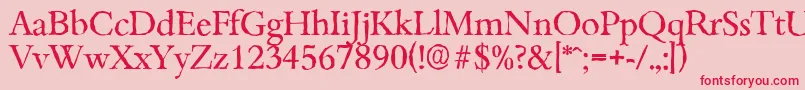 BambergantiqueRegular-Schriftart – Rote Schriften auf rosa Hintergrund