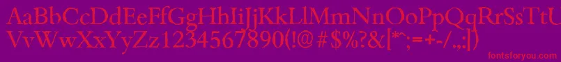 BambergantiqueRegular-Schriftart – Rote Schriften auf violettem Hintergrund