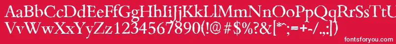 BambergantiqueRegular-Schriftart – Weiße Schriften auf rotem Hintergrund