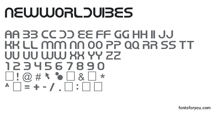 A fonte NewWorldVibes – alfabeto, números, caracteres especiais