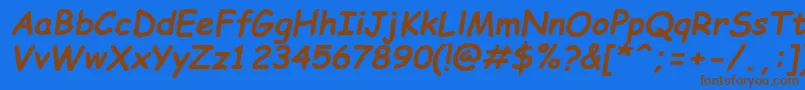 ComicSansMsРџРѕР»СѓР¶РёСЂРЅС‹Р№РљСѓСЂСЃРёРІ Font – Brown Fonts on Blue Background