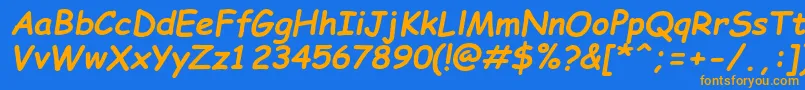 ComicSansMsРџРѕР»СѓР¶РёСЂРЅС‹Р№РљСѓСЂСЃРёРІ Font – Orange Fonts on Blue Background