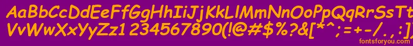 ComicSansMsРџРѕР»СѓР¶РёСЂРЅС‹Р№РљСѓСЂСЃРёРІ Font – Orange Fonts on Purple Background