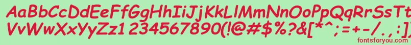 ComicSansMsРџРѕР»СѓР¶РёСЂРЅС‹Р№РљСѓСЂСЃРёРІ Font – Red Fonts on Green Background