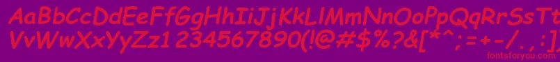 ComicSansMsРџРѕР»СѓР¶РёСЂРЅС‹Р№РљСѓСЂСЃРёРІ Font – Red Fonts on Purple Background