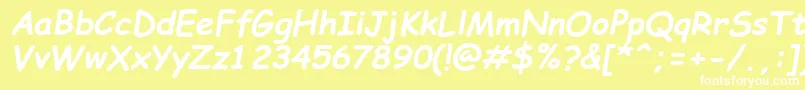 ComicSansMsРџРѕР»СѓР¶РёСЂРЅС‹Р№РљСѓСЂСЃРёРІ Font – White Fonts on Yellow Background