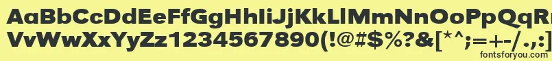 UrwgrotesktextwidBold-fontti – mustat fontit keltaisella taustalla