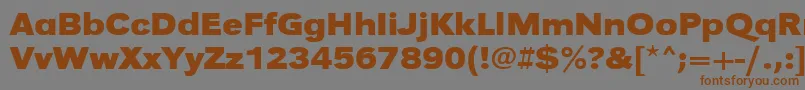 フォントUrwgrotesktextwidBold – 茶色の文字が灰色の背景にあります。
