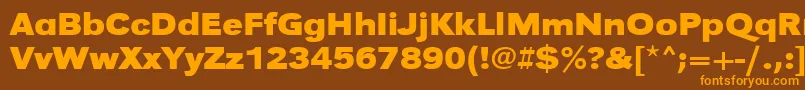 フォントUrwgrotesktextwidBold – オレンジ色の文字が茶色の背景にあります。